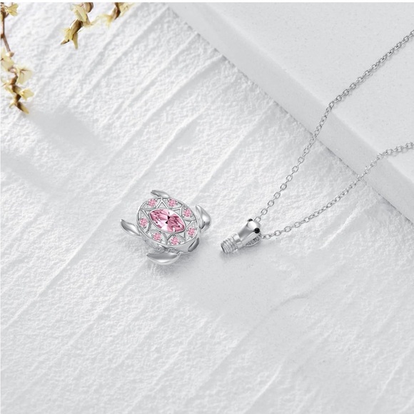 14k 925 Turtle Urn Ashes Necklace - Picture 11 of 13
